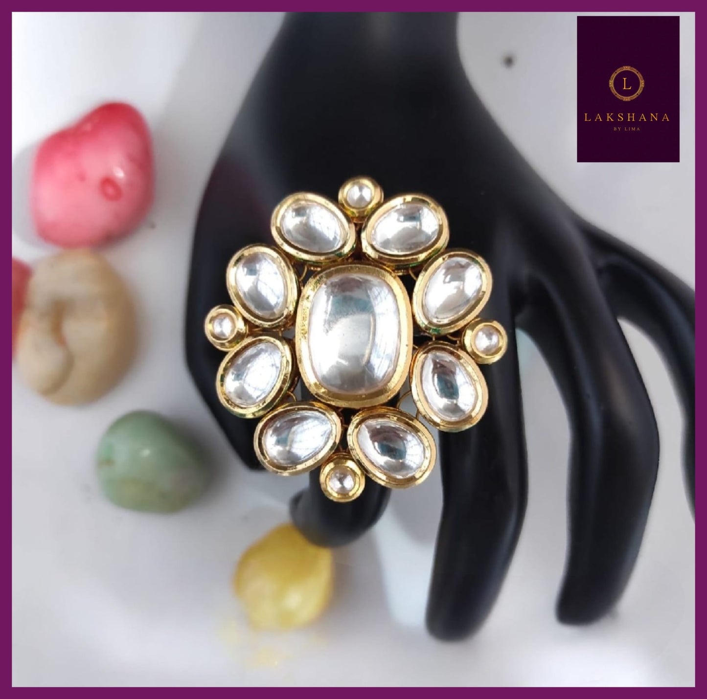 RG16 - Premium Kundan Adjustable Ring