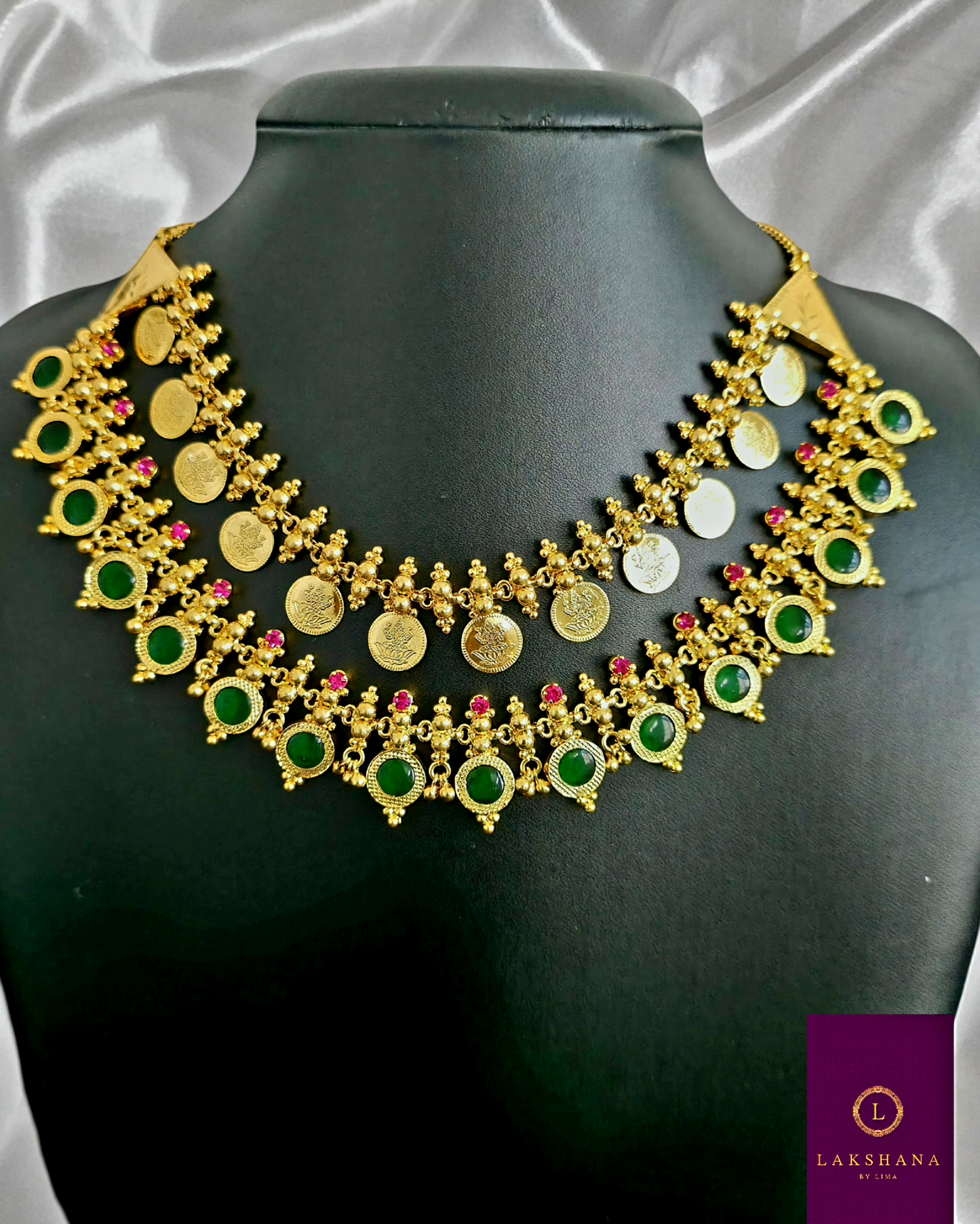 Round Palakka Premium Necklace – Premium Gold Plated Elegance with Ruby Stones
