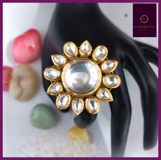 RG14 - Premium Kundan Adjustable Ring