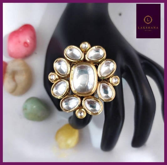 RG16 -  Premium Kundan Adjustable Ring