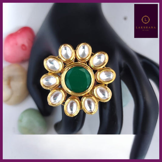 RG17 -  Premium Kundan Adjustable Ring