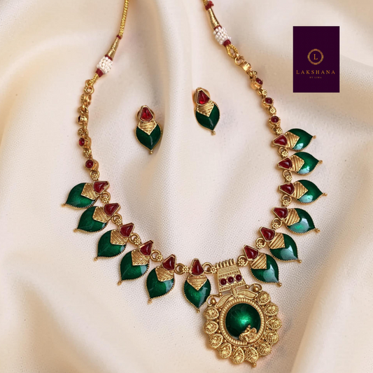 Modern Palakka Necklace & Earring Set – Contemporary Indian Jewellery