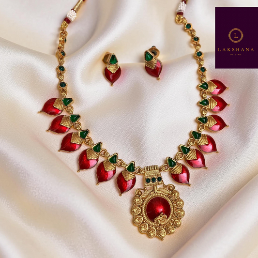 Modern Palakka Necklace & Earring Set – Contemporary Indian Jewellery